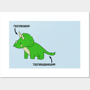 Triceratops Tricerabottom Dinosaur Funny Posters and Art